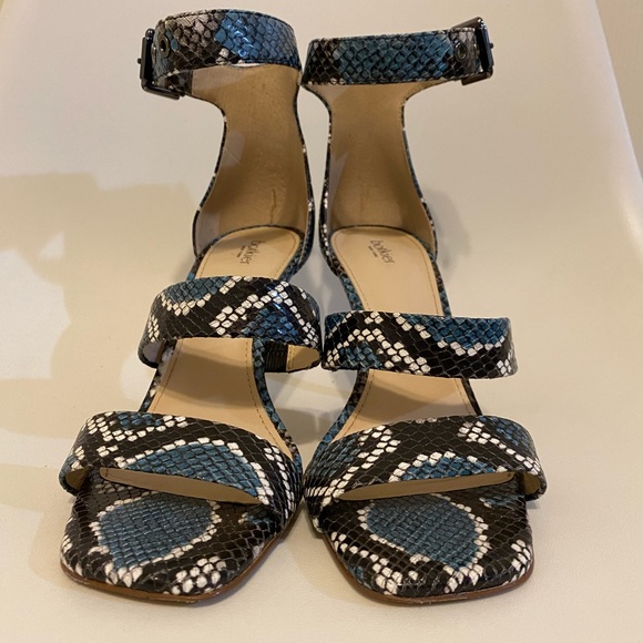 Botkier Lorri Ankle Strap Sandal In Blue Snake Print Leather Size 9 - Picture 10 of 11